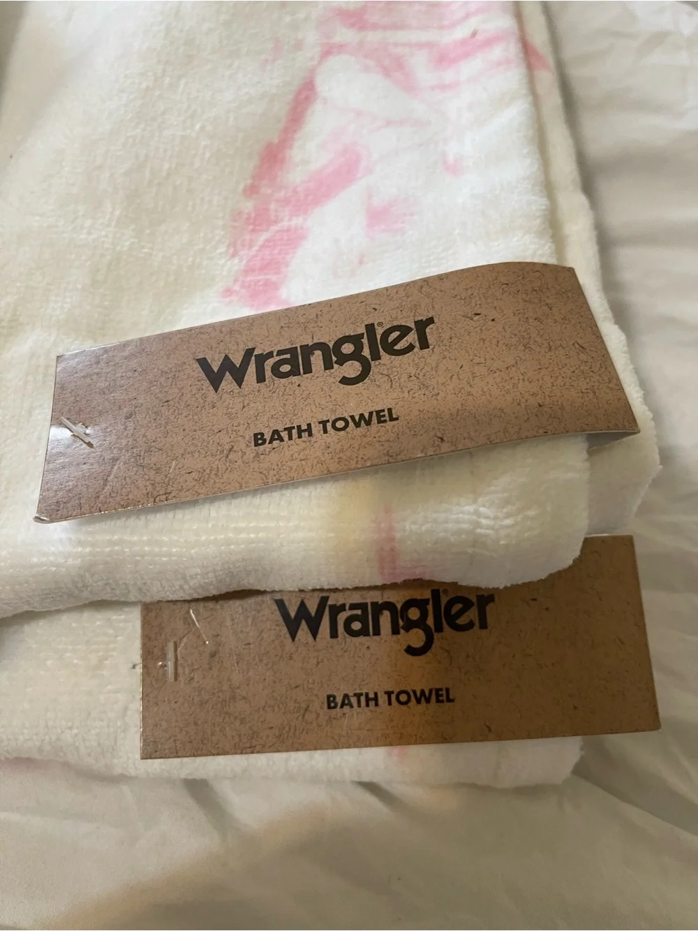 Wrangler Cowgirl w/Horse White & Pink 2 Bath Towels & a Set of Hand Towels NWT *